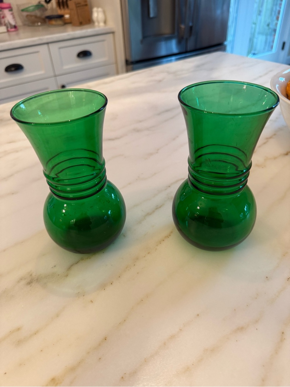 Vintage Anchor Hocking Forest Green Glass Bud Vases - Pair